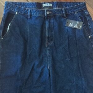 High Waist Wide Leg Women's Jeans - Dark Blue